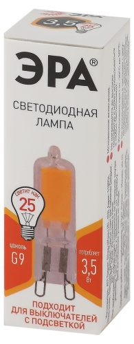 Лампа светодиодная ЭРА G9 3,5W 2700K прозрачная LED JCD-3,5W-GL-827-G9 Б0049083 фото 3