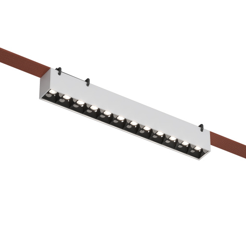 DK5571-WB Cветильник для трека-ремня Belty, серия Grill, со светодиодом, L323*W40*H45мм, 48V DC, 12W, RA90, 24°, 3000K, IP20, белый с черным, алюминий фото 5