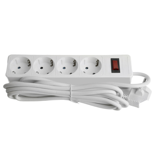 Сетевой фильтр 4-местный с/з STEKKER HM20-41-05 3x1мм2, 5 м, серия Optima, белый фото 6