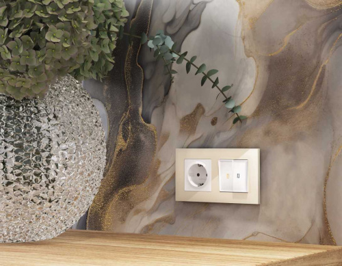 Комплект механизма 2-кл выключателя AMBRELLA VOLT с подсветкой 3200K ALFA Белый глянец QUANT (AP1040, VM115, G11Y) фото 3