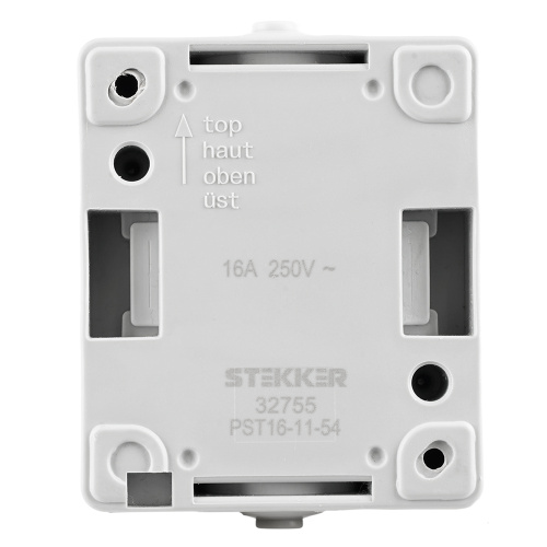 Розетка 1-местная с крышкой с/з STEKKER, PST16-11-54, пластик АВS, 250В, 16А, IP54, серый/графит фото 4