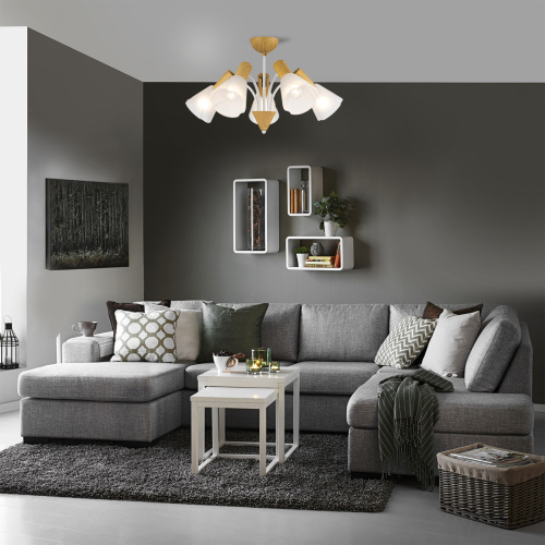 Светильник на штанге Escada 1131/5P E14*40W White/Wood фото 5 Светильник на штанге Escada 1131/5P E14*40W White/Wood фото 5