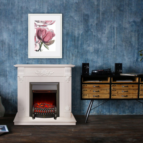 Электрокамин RealFlame Ottawa WT белое золото с очагом Fobos Lux Black фото 9