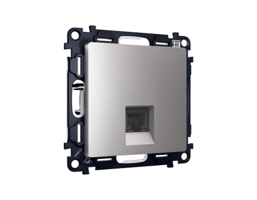 Комплект механизма телефонной розетки AMBRELLA VOLT ALFA Сталь матовый RJ-11(4P4C) с шторкой QUANT (AP5120, VM190) MA512030