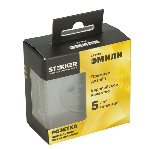 Розетка 1-местная с защитной шторкой (механизм), STEKKER, б/з, 250В, 16А, серия Эмили, RST16-5109-10, платиново-серый, soft touch фото 2