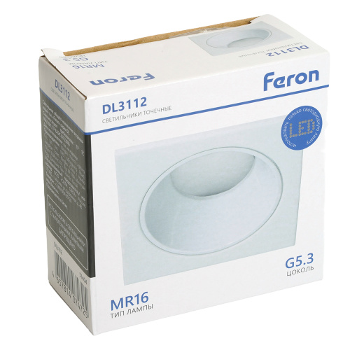 Светильник встраиваемый Feron DL3112 потолочный MR16 G5.3 белый фото 10