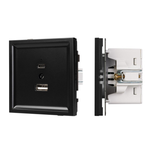 Механизм USB розетки SCT-TENDO-MUAC-PL-BK (5V, 3A, QC3) Arlight 054095
