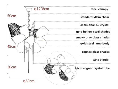 Люстра 8898P/AS gold/smoky фото 4