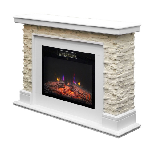 Каминокомплект АРИЗОНА Белый матовый с очагом Электроочаг KENDAL/КЕНДАЛ 24