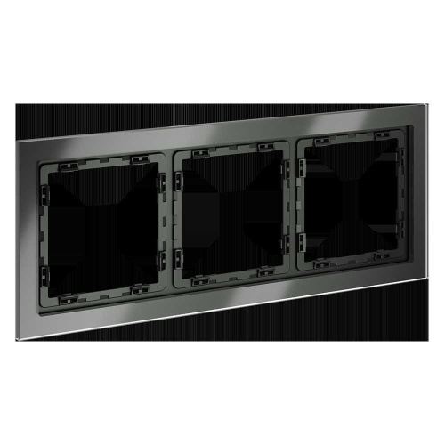 Рамка стеклянная Voltum S70 на 3 поста, (титан, стекло) VLS110306