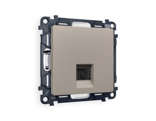 Комплект механизма компьютерной розетки AMBRELLA VOLT ALFA Серо-бежевый матовый RJ-45(8P8C) CAT6 с шторкой QUANT (AP3720, VM188) MA372010