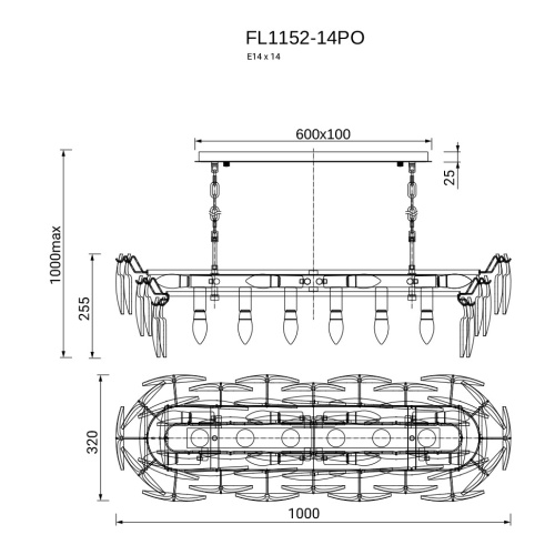 Люстра подвесная Infinita FL1152-14PO фото 2 Люстра подвесная Infinita FL1152-14PO фото 2
