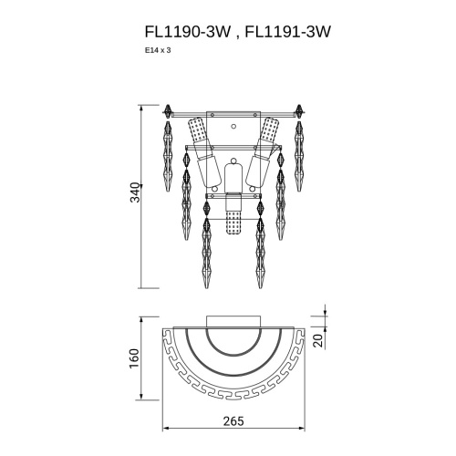 Бра Sovrana Chrome FL1191-3W фото 2