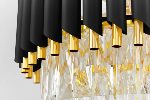 Хрустальная подвесная люстра Lumina Deco Funneli LDP 6003-550 BK+F.GD фото 4