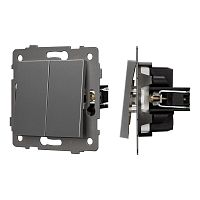 Механизм выключателя двухклавишный проходной SWT-MKP2-PL-GR-V (250V, 10A) Arlight 049894