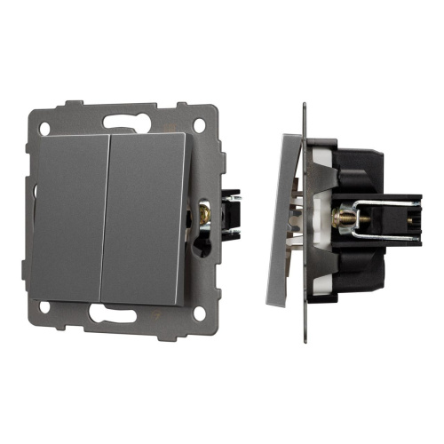 Механизм выключателя двухклавишный проходной SWT-MKP2-PL-GR-V (250V, 10A) Arlight 049894