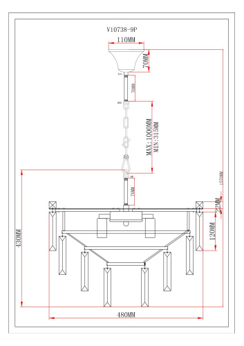 Люстра подвесная Moderli V10738-9P Crystal фото 3