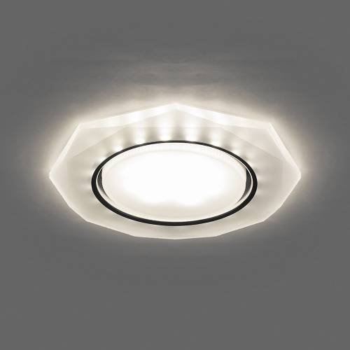 Светильник встраиваемый с белой LED подсветкой Feron CD5021 потолочный GX53 без лампы, белый матовый фото 2