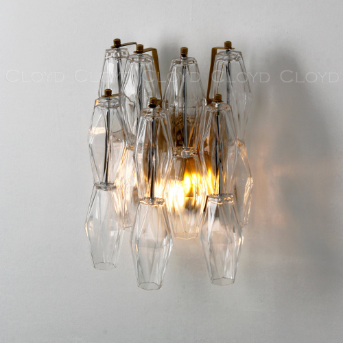 Бра Cloyd CALCUTTA W1 / выс. 37 см - латунь - прозрачн.стекло (арт.20485) фото 6