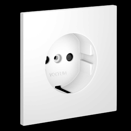 Накладка для розетки с заземлением и защитными шторками S70 (белый матовый) Voltum VLS000702