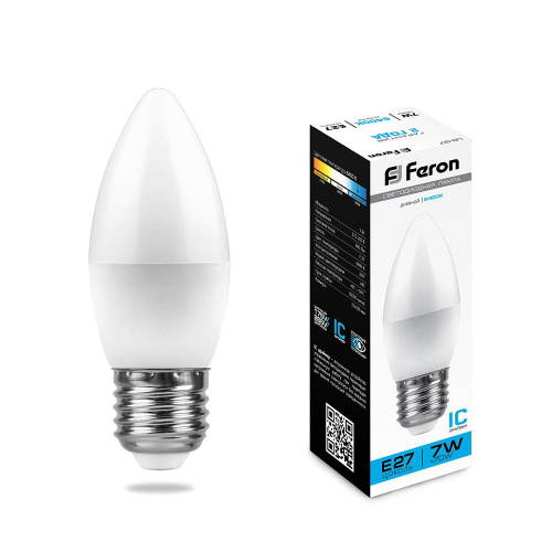 Лампа светодиодная Feron LB-97 Свеча E27 7W 175-265V 6400K фото 2