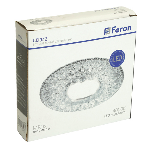 Светильник встраиваемый с LED подсветкой Feron CD942 потолочный MR16 G5.3 прозрачный фото 2