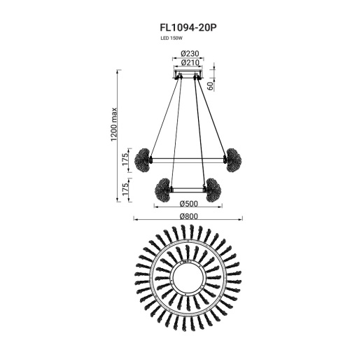 Люстра подвесная Marine FL1094-20P фото 6