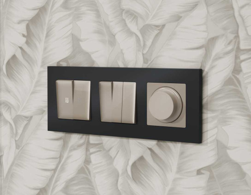 Комплект механизма 2-кл проходного выключателя AMBRELLA VOLT с подсветкой 5600K ALFA Серо-бежевый матовый QUANT (AP3640, VM120, G25W) MA364035 фото 3