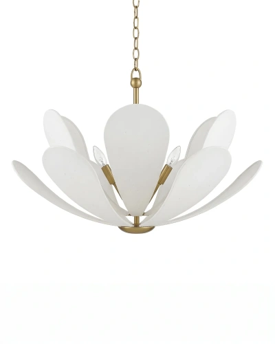 Золотистая люстра "Флэк" с белым абажуром