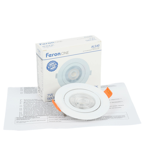 Светодиодный светильник Feron.ONE AL540 встраиваемый 7W 4000K белый "круг" фото 9