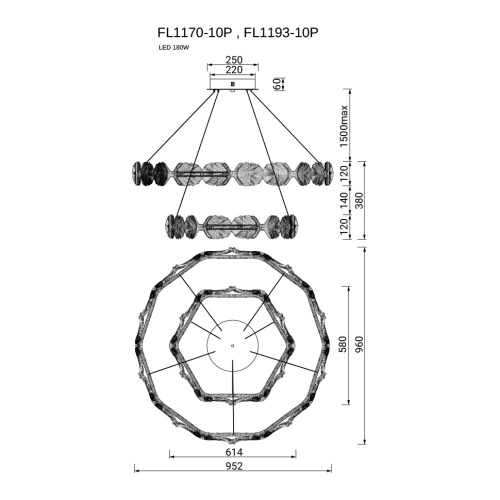 Люстра подвесная Pianta Silver FL1193-10P фото 2