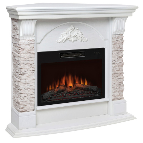 Каминокомплект ATHENA CORNER/АТЛАНТА УГЛ. GR Белый дуб с очагом Электроочаг KENDAL/КЕНДАЛ 24 фото 2