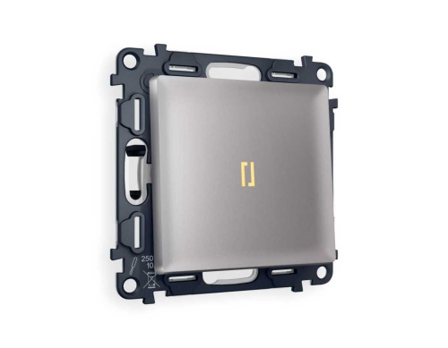 Комплект механизма 1-кл выключателя AMBRELLA VOLT с подсветкой 3200K ALFA Сталь матовый QUANT (AP5020, VM101, G11Y) MA502010