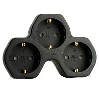 Разветвитель сетевой 3-местный с/з STEKKER ADP16-13-21, 250V,16A, ABS огнеустойчивый пластик, черный