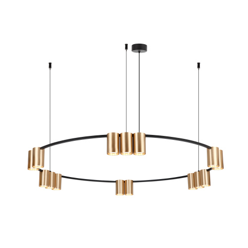 DK4067-BK+SG Подвесной светильник ORBIT, IP20, 15xGU10 LED, до 15 Вт, черный + сатинированное золото, алюминий фото 4
