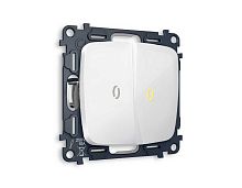 Комплект механизма 2-клавишного выключателя с подсветкой 3200K OMEGA Белый глянец 10A-250V QUANT (OP1040, VM115, G11Y) MО104010