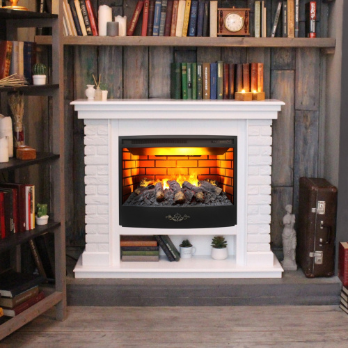 Электрокамин RealFlame Brixton 25,5 WT белый с очагом 3D Firestar 25,5 фото 8
