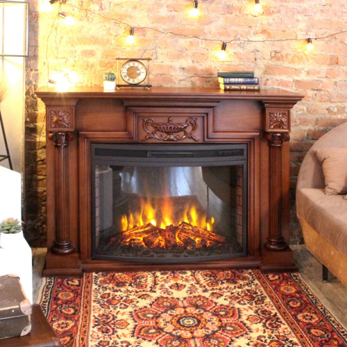 Каминокомплект LONDON/ЛОНДОН Светлый орех с очагом Электроочаг FIRESPACE/ФАЕРСПЕЙС 33 фото 3