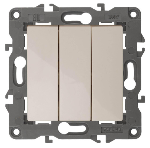 Выключатель трехклавишный ЭРА Elegance 10AX 250V 14-1107-02 Б0034250 Выключатель трехклавишный ЭРА Elegance 10AX 250V 14-1107-02 Б0034250