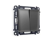 Комплект механизма 2-клавишного перекрестного выключателя 10A-250V Ambrella Volt ALFA Антрацит серый QUANT (AP6530, VM125) MA653030