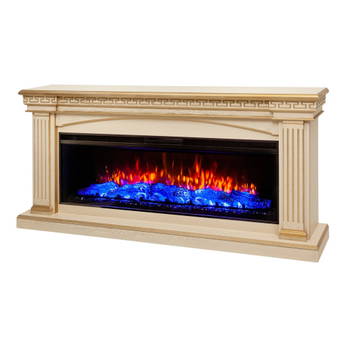 Каминокомплект CALLISTO/ПРАГА Бежевый дуб с золотой патиной с очагом Электроочаг JOKER/ДЖАСПЕР 52 фото 3