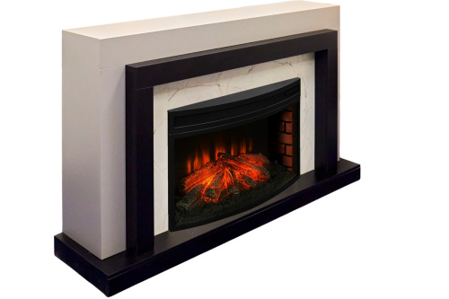Каминокомплект ПАЛЕРМО Серый камень/Уни Неро/оникс с очагом Электроочаг FIRESPACE/ФАЕРСПЕЙС 33W фото 2