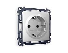 Комплект механизма электрической розетки AMBRELLA VOLT ALFA Серебро глянец с/з с шторками QUANT (AP4070, VM141) MA407010