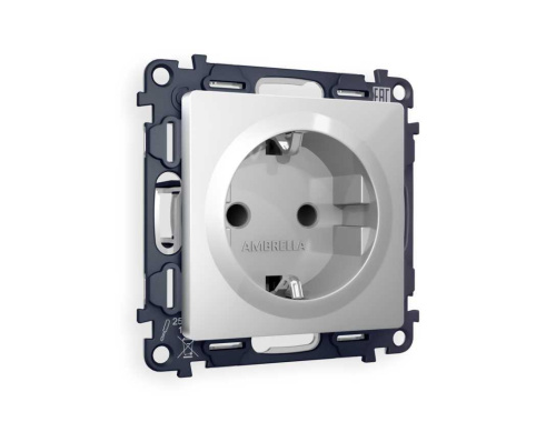 Комплект механизма электрической розетки AMBRELLA VOLT ALFA Серебро глянец с/з с шторками QUANT (AP4070, VM141) MA407010