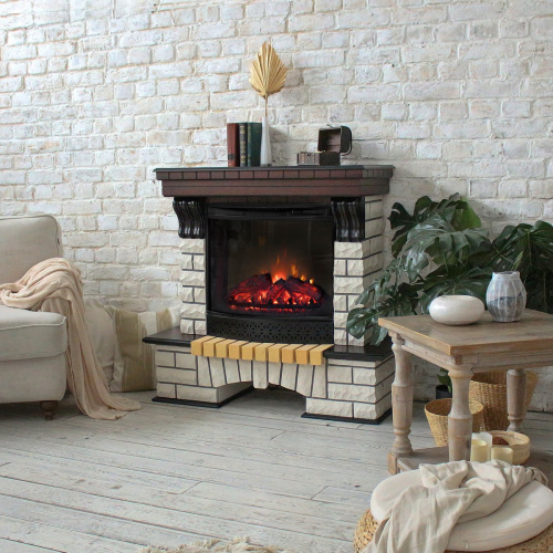 Каминокомплект COUNTRY/БРУКЛИН Античный дуб с очагом Электроочаг EVRIKA 25.5 фото 4