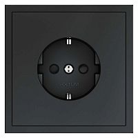 Розетка встраиваемая Voltum S70 с заземлением и защитными шторками, 16А, (графит) VLS040207