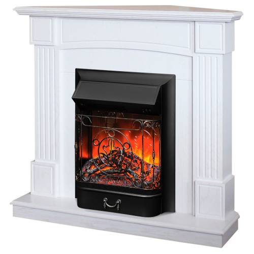 Каминокомплект ANDREA CORNER/АЛЬФА УГЛ. Беленый дуб с очагом Электроочаг MAJESTIC LUX/МАДЖЕСТИК фото 2