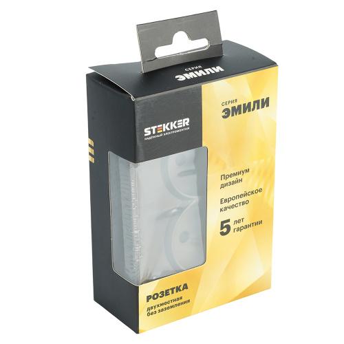 Розетка 2-местная с защитной шторкой, STEKKER,  б/з, 250В, 16А, серия Эмили, RST10-5116-09, антрацит, soft touch фото 7