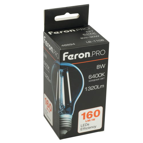 Лампа светодиодная Feron.PRO LB-1108 Шар E27 1320LM 8W 175-265V 6400K фото 2