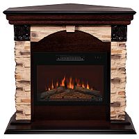 Каминокомплект DUBLIN CORNER ROCK/ДУБЛИН УГЛ. РОК Античный дуб с очагом Электроочаг KENDAL/КЕНДАЛ 24